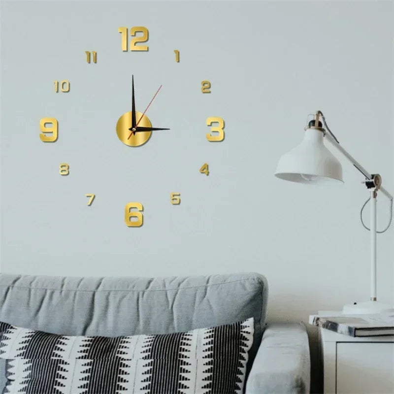 2024 Modern Design Wall Clock 3D DIY Quartz Clocks Fashion Watches Acrylic Mirror Stickers Living Room Home Decor Horloge