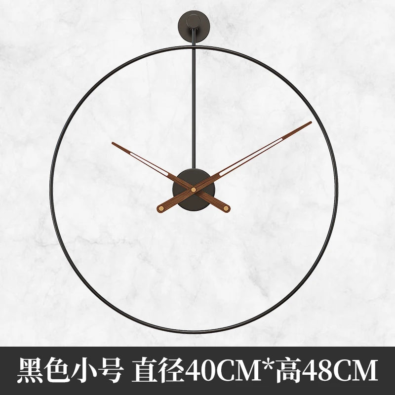 Spanish Minimalist Metal Wall Clock No Drill Installation Modern Industrial Style Large Silent Quartz Clock for Living Room