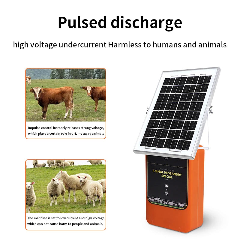 10KM Solar Electric Animal Fence 1.2J with Battery Solar Power Energy Charger Farm Device for Animals Cattle Sheep Livestock
