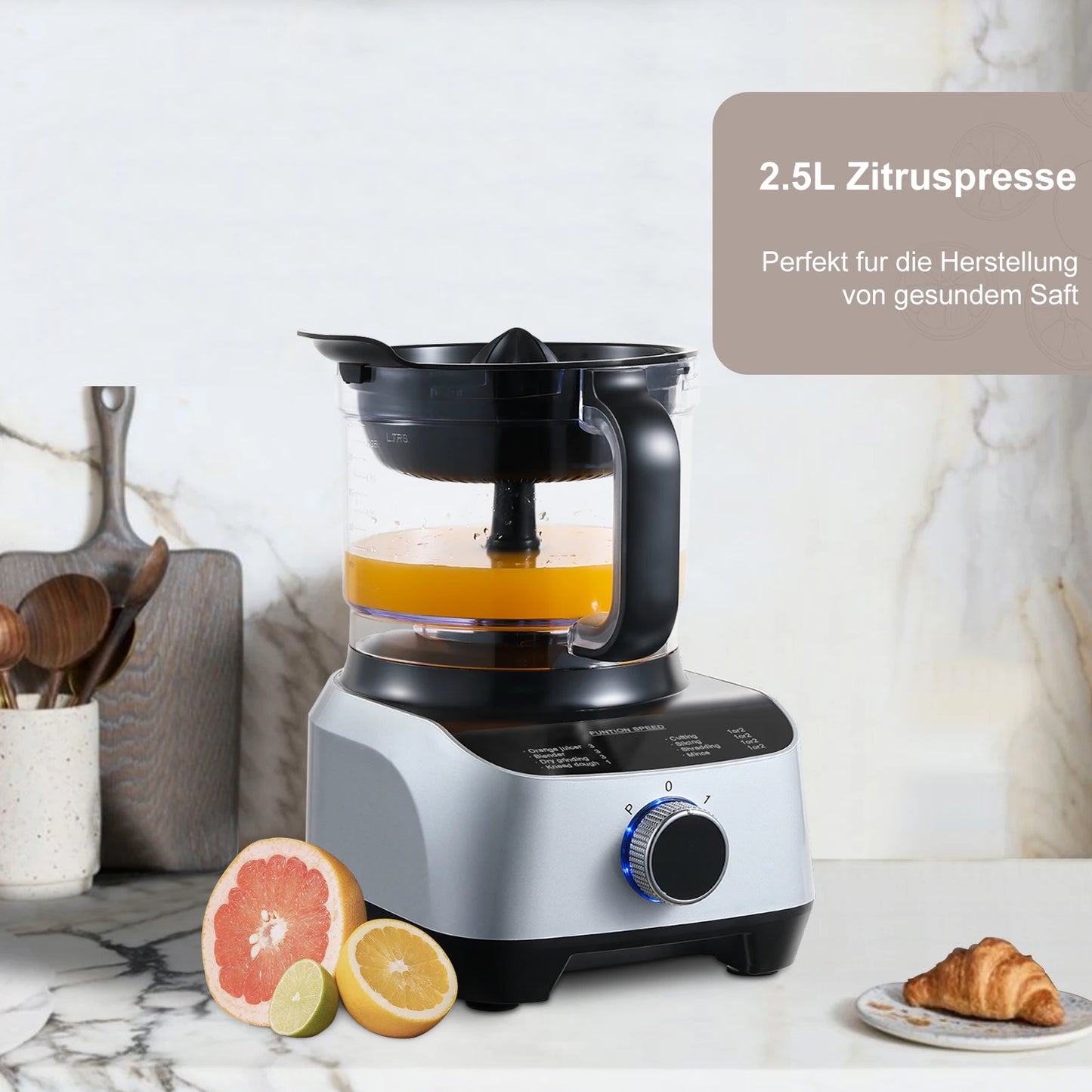 1300W Commercial-Grade Food Processor | 3.5L Dough Kneader 1.5L Citrus Juicer 11-Piece Pro Kit for Chopping/Grinding/Blending