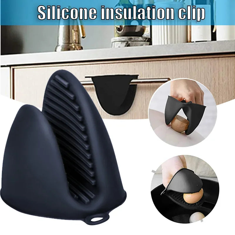 2pcs Mini Oven Gloves Silicone Heat Resistant Cooking Gloves Insulated Non-slip Gloves Clip Pot Rack Cooking Oven Gloves