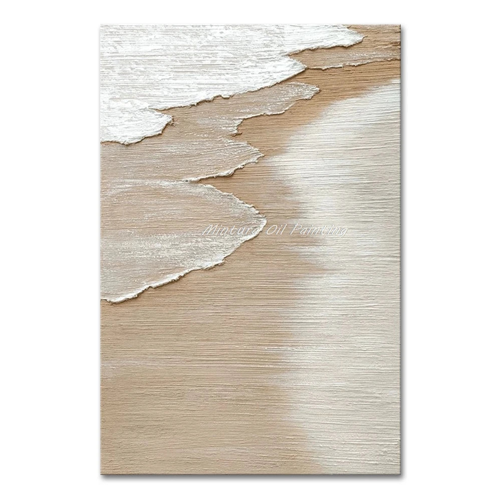 Mintura,Nordic Hand-painted Oil Painting on Canvas,Abstract Seaside Landscape Wall Art Poster,Living Room Office Home Deco Mural