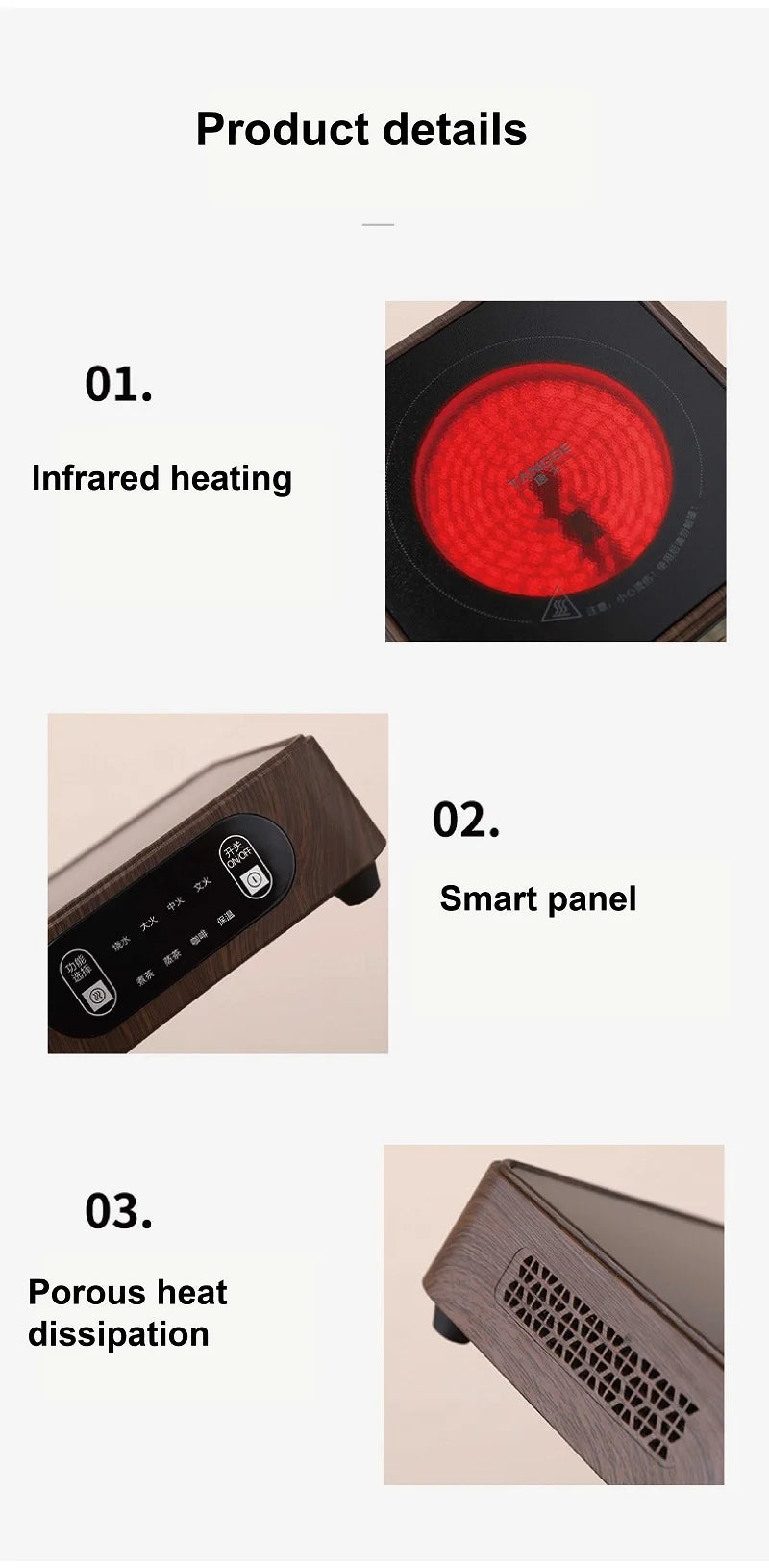 1500W Electric Ceramic Stove Tea Stove Boiling Water Heater Home 8 Gear Heating Stove Tea Maker Water Boiler Auto Keep Warm 220V