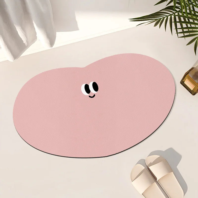 Cartoon funny expression irregular bathroom non-slip mat toilet door absorbent floor mat household diatom mud floor mat