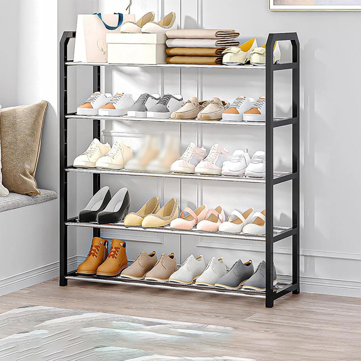 Space-Saving Shoe Rack for Home - Multi-Tier Entryway Shoe Organizer, Slim Shoe Shelf for Apartments & Rentals