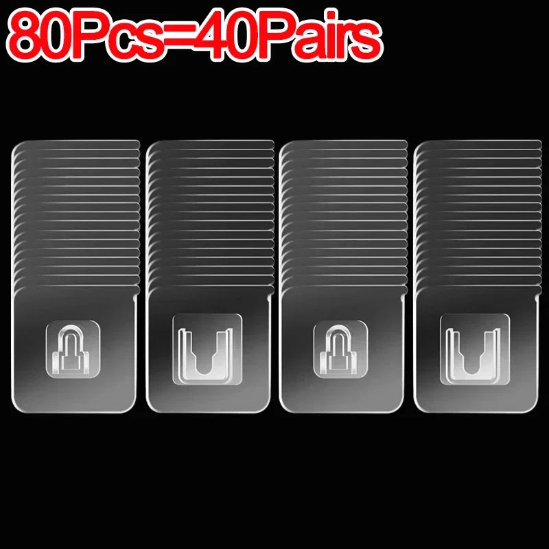 100/2pcs Double-Sided Hook Strong Adhesive Transparent Traceless Wall Hook for Kitchen Bedroom Storage Holder Plug Socket Hanger