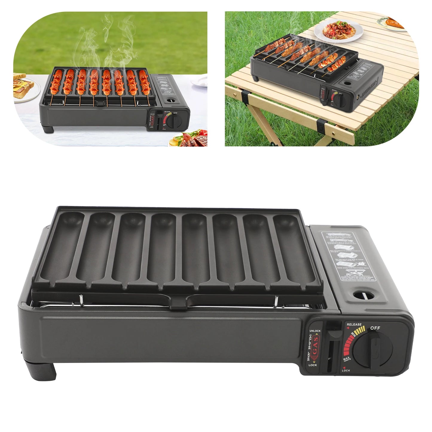 Black Portable Camping Gas Stove High Safety Outdoor Use