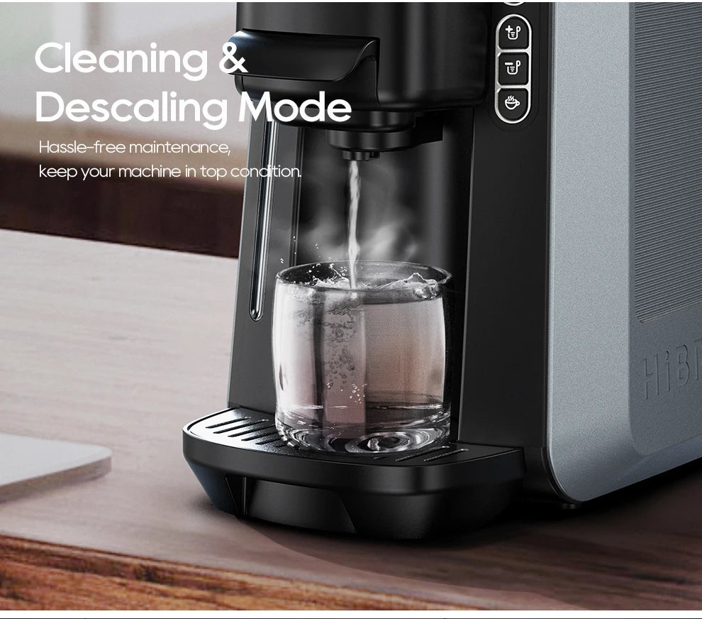 HiBREW 6 in 1 Multiple Capsule Coffee Machine Hot/Cold DG Cappuccino Nes Small Capsule ESE Pod Ground Coffee Cafeteria 20Bar H6