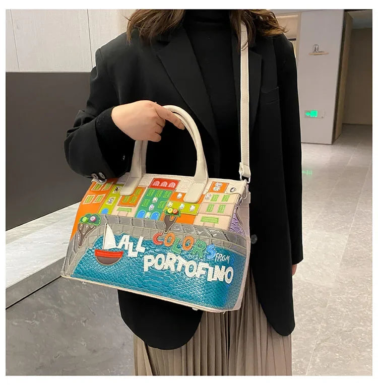 High-Quality Women’s Shoulder Bag Fashion.Features creative 3D embroidery design with a youthful, stylish look. Versatile crossbody bag perfect for everyday wear.