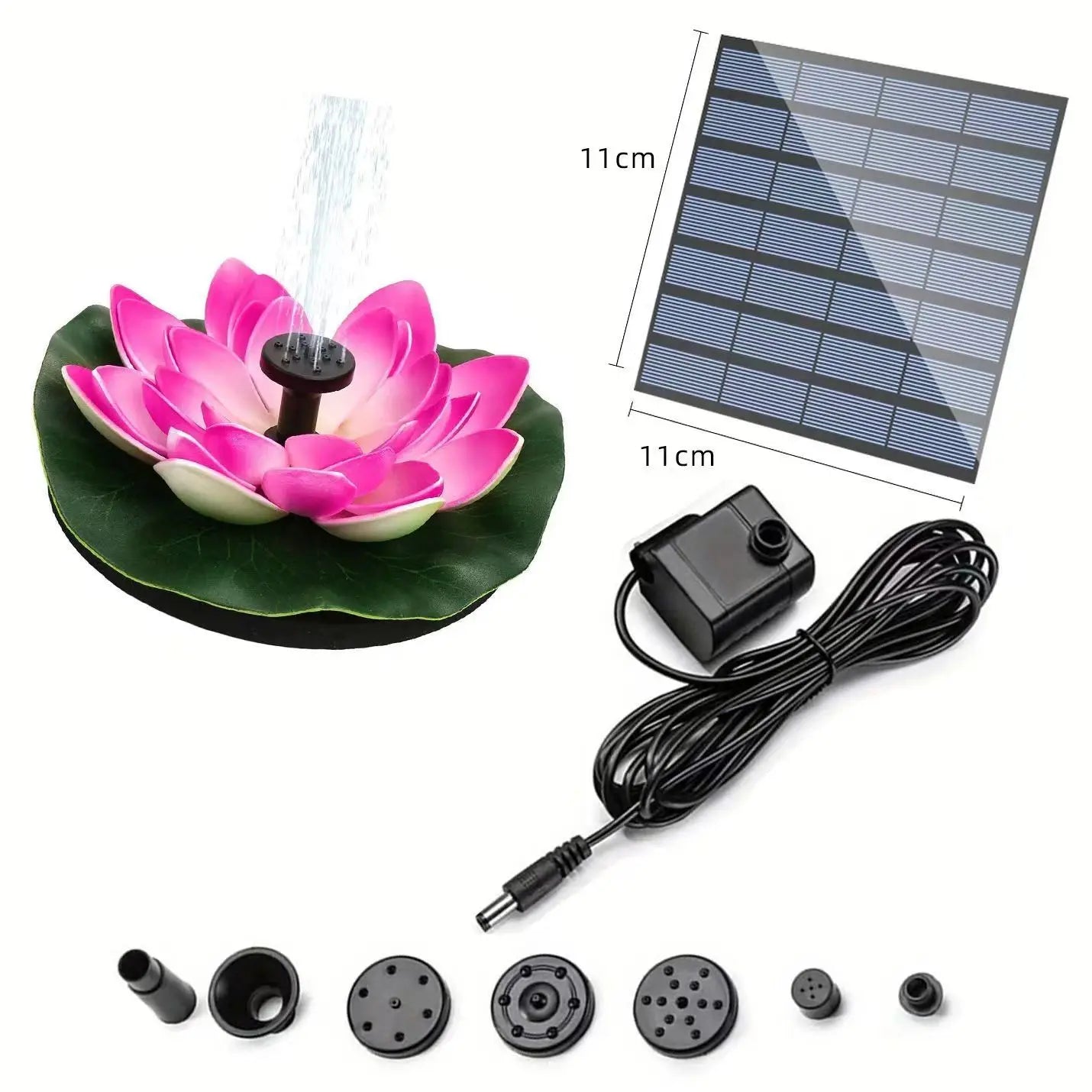 5.5W Solar Fountain Pump Built-in 5000mAh Battery, Solar Powered Water Fountain Pump with LED Lights for Pond, Garden