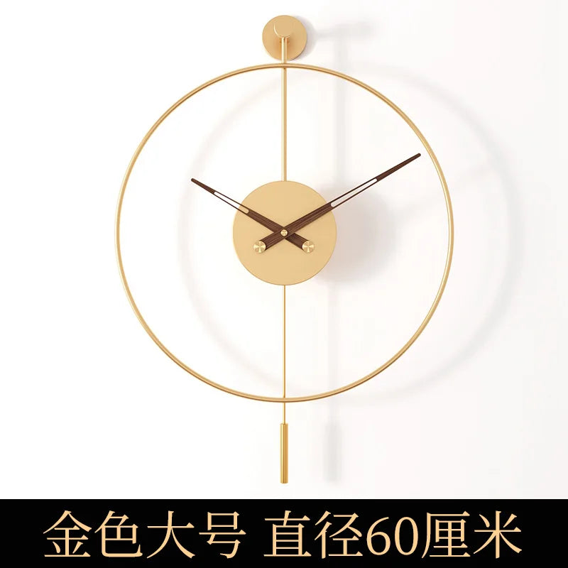 Spanish Minimalist Metal Wall Clock No Drill Installation Modern Industrial Style Large Silent Quartz Clock for Living Room