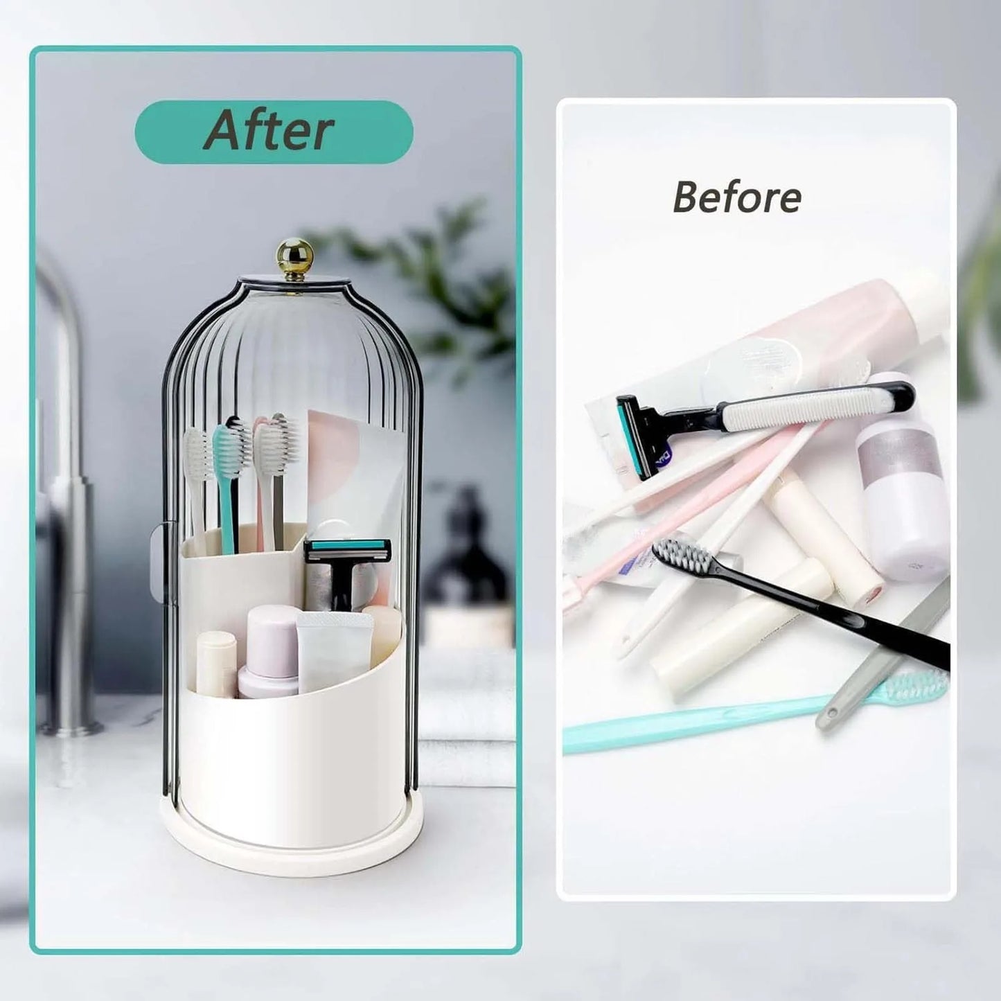 New 360° Rotating Multifuntional Organizer Clear Makeup Brush Vanity Organizer High-end Simple Makeup Brush Holder With Lid