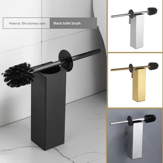 Square toilet brush, 304 stainless steel floor-mounted toilet brush, bathroom toilet punch odor-proof long tube wall-mounted