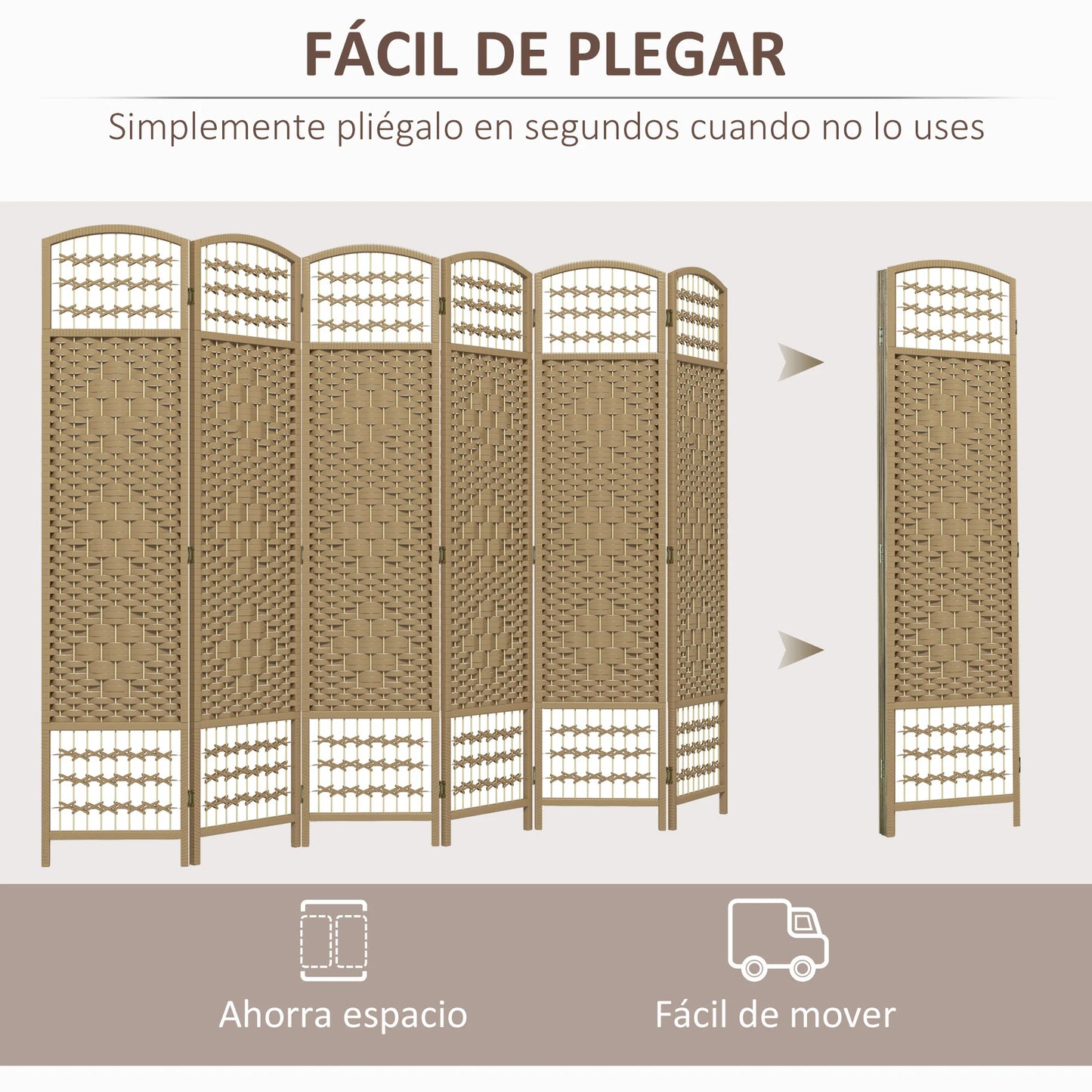 HOMCOM folding environment divider 240x170 cm Natural HOMCOM