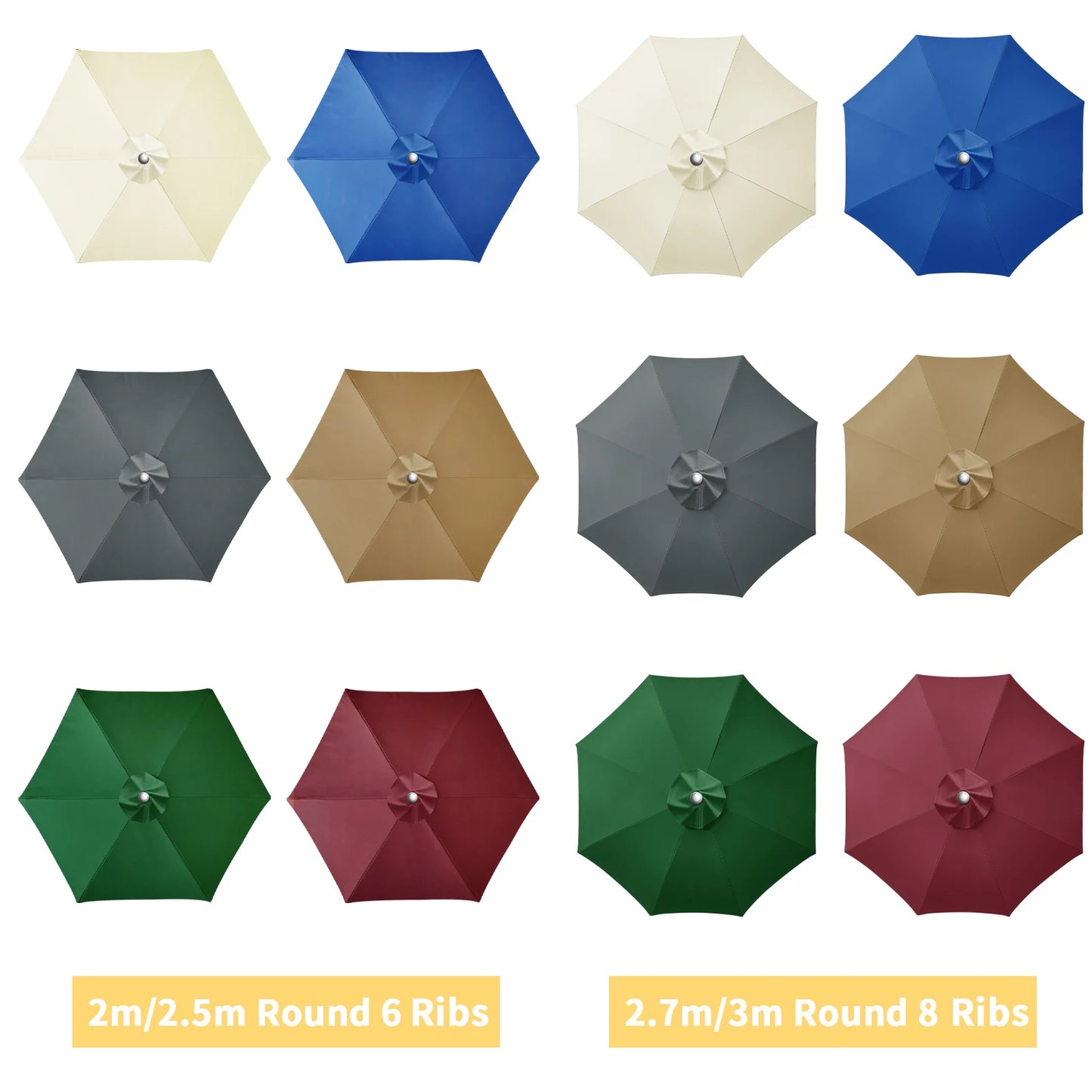 Replaceable Parasol Top Cloth Garden Outdoor Patio Canopy Umbrella Cover Sunshade Garden Canopy UV Protection 2m/2.5m/2.7m/3m