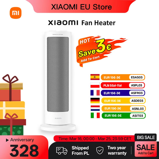 XIAOMI Fan Heater Compact Home Standing Quick-Heat Oscillating Electric Fan Heater with Thermostatic Control