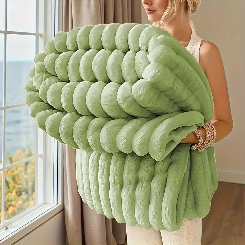 ROSEKIND Blankets 3 Size for Bed, 300GSM Soft & Warm Fleece Throw, Decorative and striped flannel fleece blanket for Adult