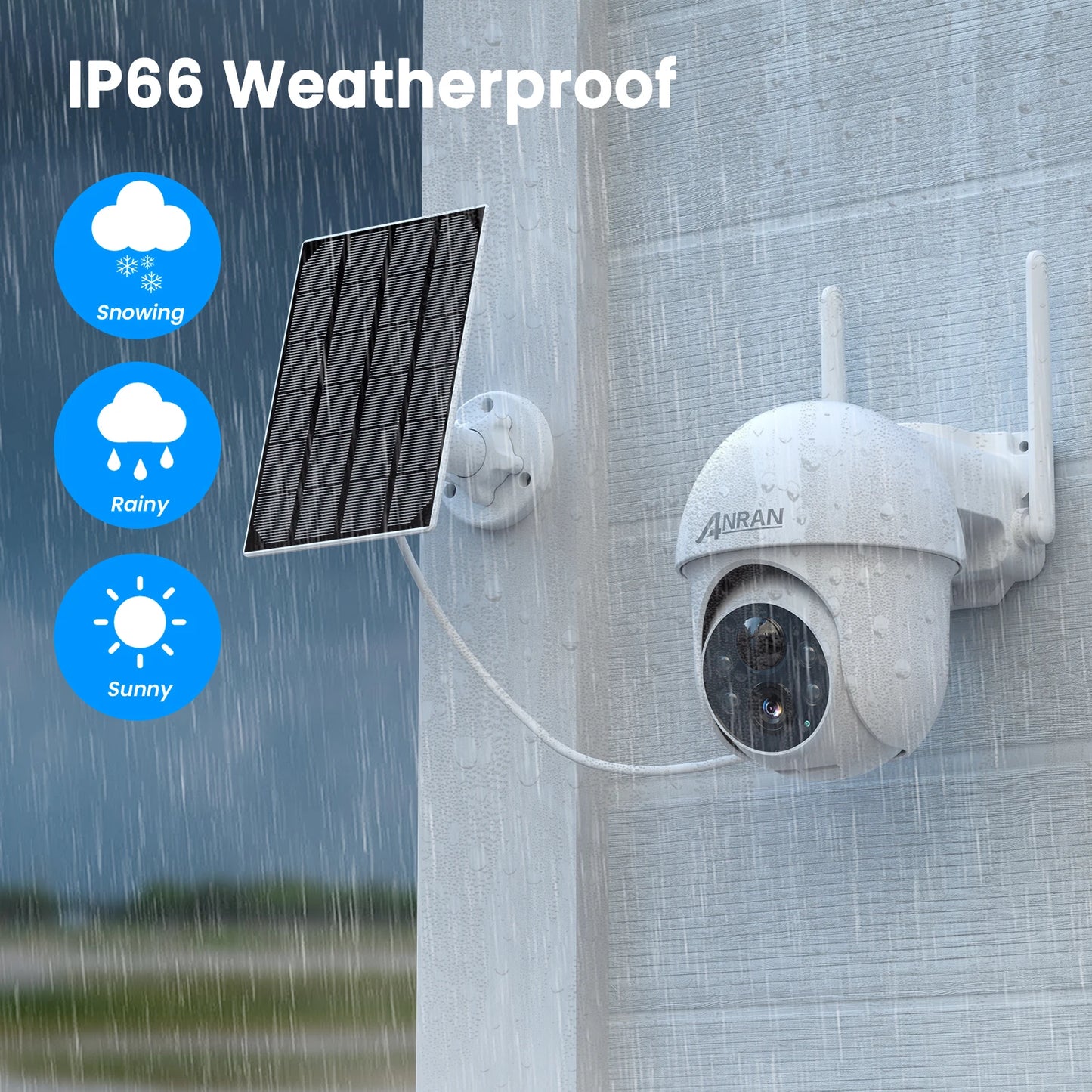 ANRAN 5MP Wifi Solar Camera 360° Rotation Security Surveillance Camera Outdoor Wireless Human Detection Custom Detection Area