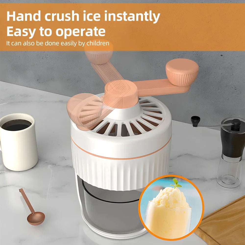 Household Hand Ice Crusher Stainless Steel Blade Fast Ice Crushing Removable Cleaning Slushie Maker Machine  Ice Crusher Summer
