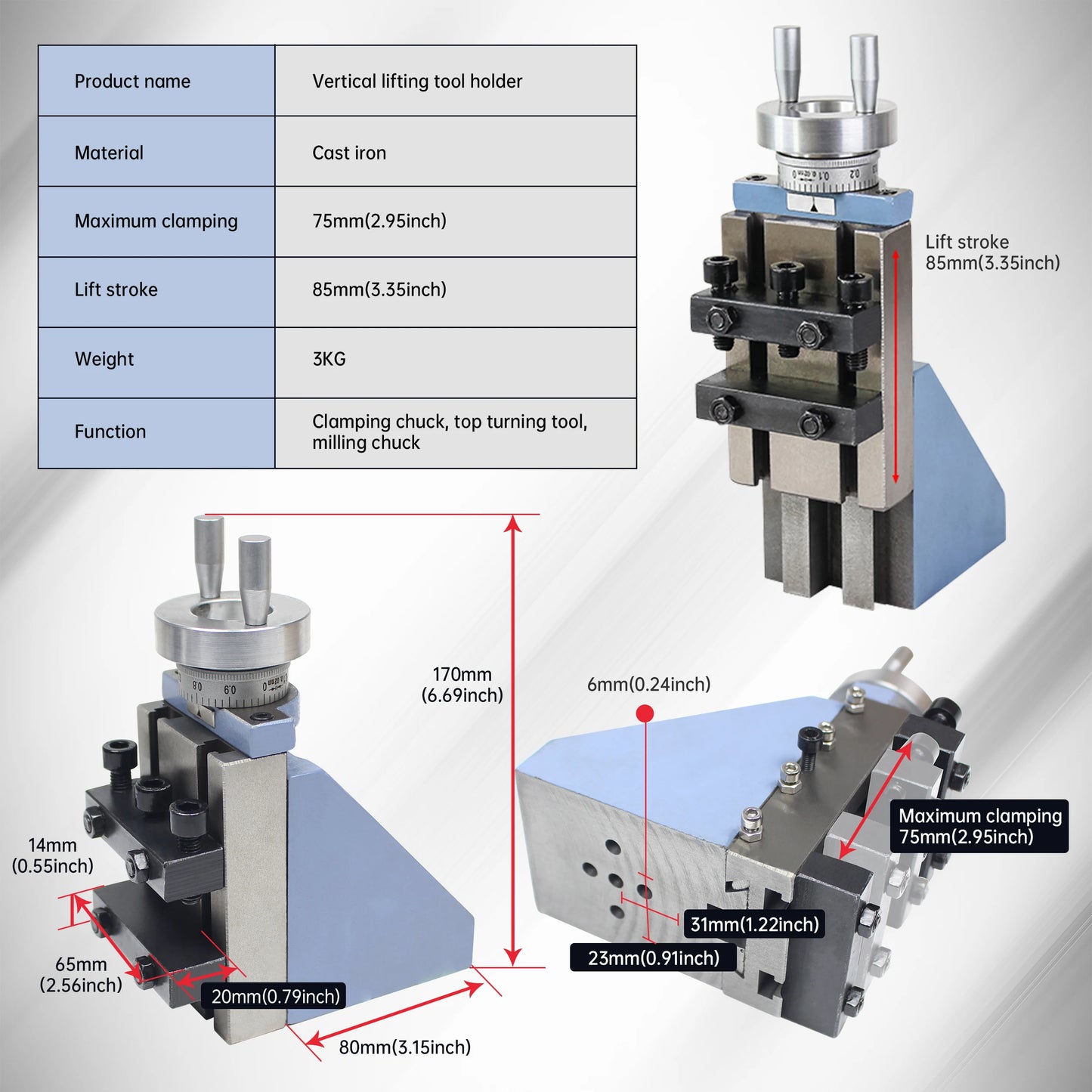 Vertical Knife Holder Vertical Slider Tool Holder For WM210V Milling Attachment Mini Lathe Accessories Part