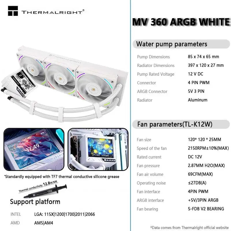 Thermalright MJOLNIR VISION 360  ARGB water-cooled 3.5-inch IPS LCD screen, 14th generation LGA1851/AM5 heat sink