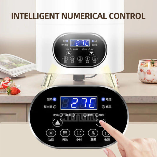 Stainless Steel Yogurt Maker – Large Capacity Features timing and constant temperature control for perfect fermentation. Easy to use and ideal for homemade yogurt.