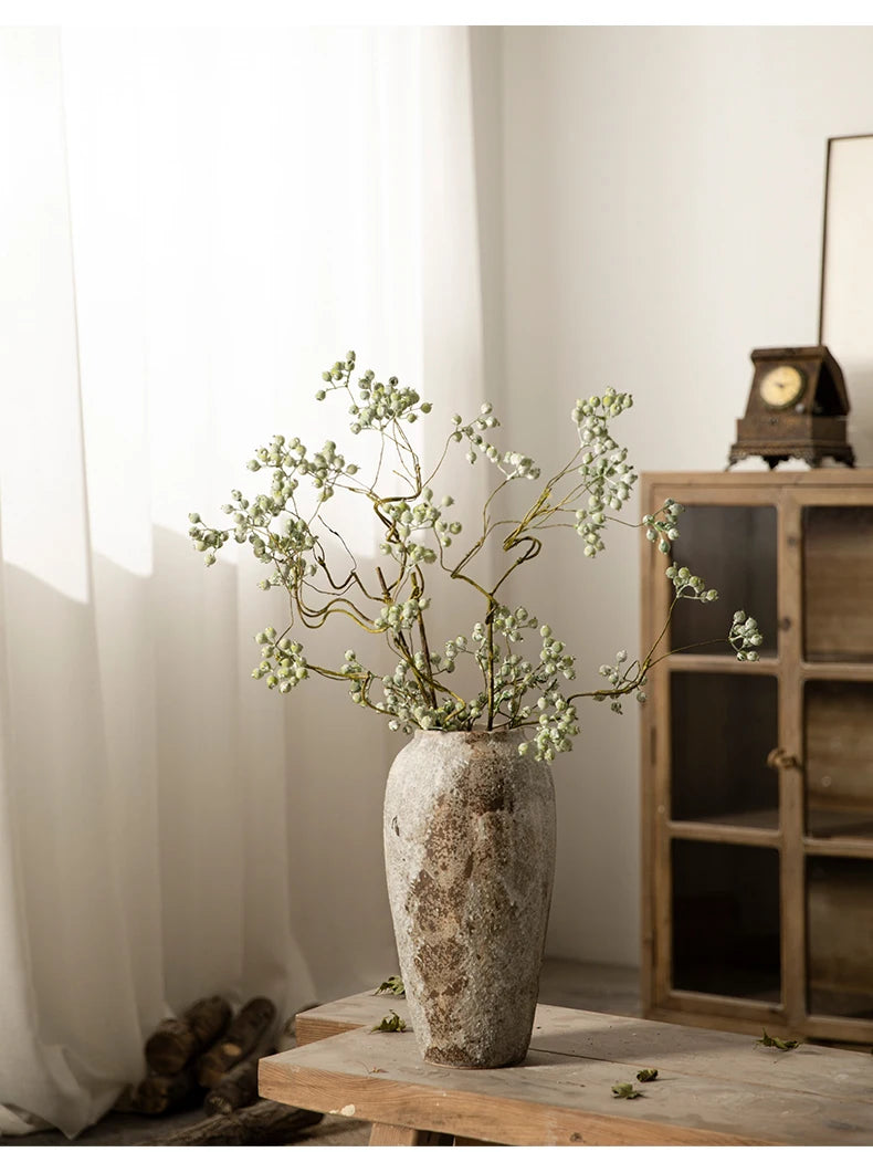 Hydroponic Flower Arranging Ceramic Vase Mottled Retro Chinese Pottery Jars Decorative Decorations for Living Room TV Cabinets