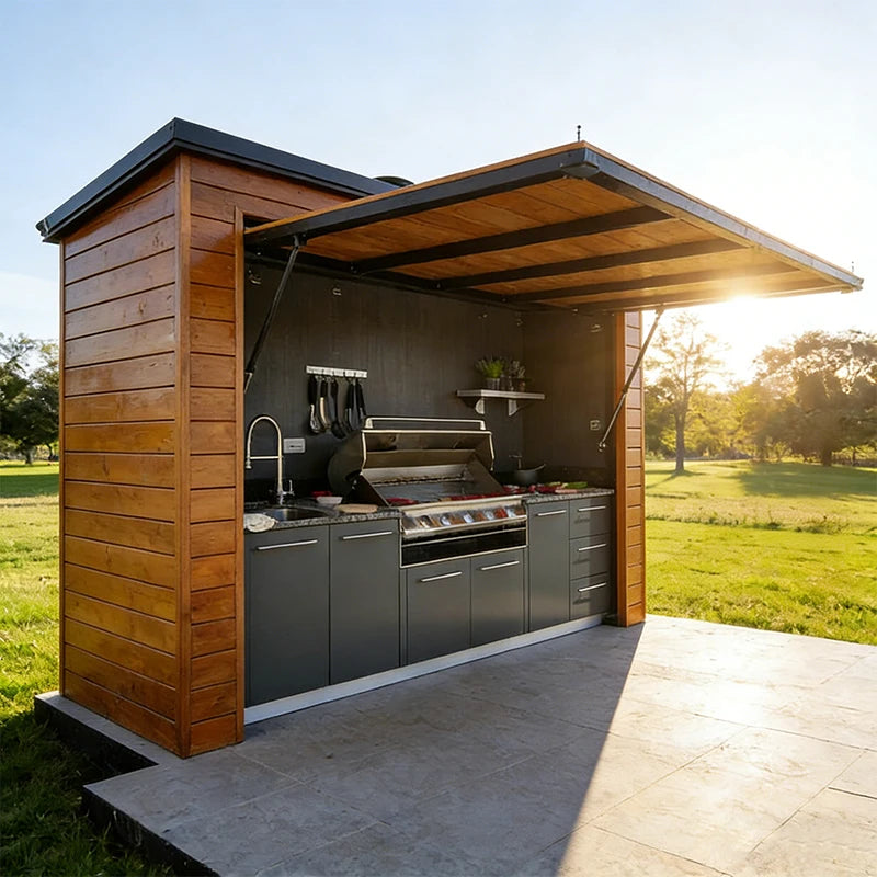 Patio Party Essential: Stainless Steel Cabinet Gas Grill, Outdoor Kitchen Set, Remote Control