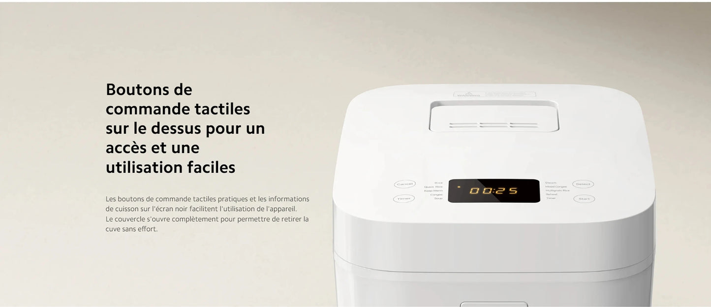 [Official] Xiaomi Multifunctional Rice Cooker 4L ultra-fast cooking Rice in 30 minutes, high heating power of 860 W, 10 menus functions, 24-hour programming