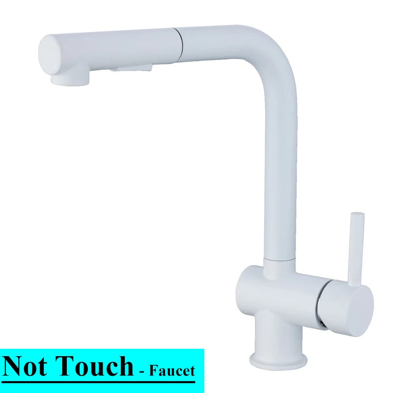 White Touch Kitchen Sink Faucets Hot Cold Pull Out Kitchen Sink Mixer Tap 304 Stainless Steel Sensor Touch on Kitchen Faucet