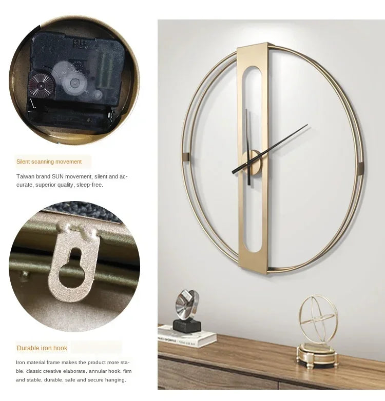 Nordic Light luxury creative decoration clock simple and fashionable living room clock Iron mute wall clock modern design decor