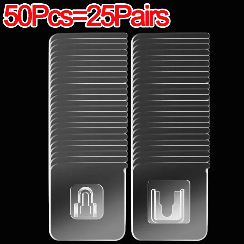100/2pcs Double-Sided Hook Strong Adhesive Transparent Traceless Wall Hook for Kitchen Bedroom Storage Holder Plug Socket Hanger