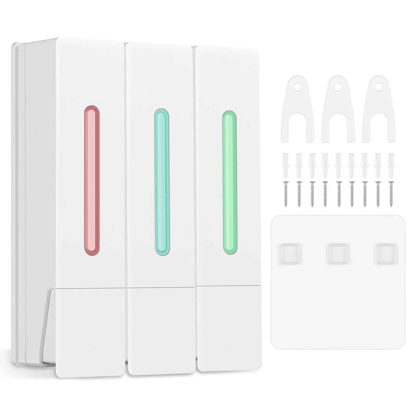 400ML Soap Dispenser Wall Mounted 3 Chamber Shower Soap Dispenser Adhesive Shampoo Conditioner Dispenser Bathroom Accessories