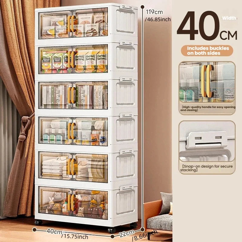 Double-door living room storage cabinet, folding floor-standing storage box, no installation required, simple storage cabinet