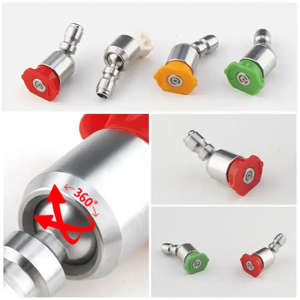 360° Rotatable Pressure Washer Nozzle Tips Kit for 1/4 Quick Connect 4000 PSI Multiple Degrees 0 15 25 40 Degree Spray Nozzles