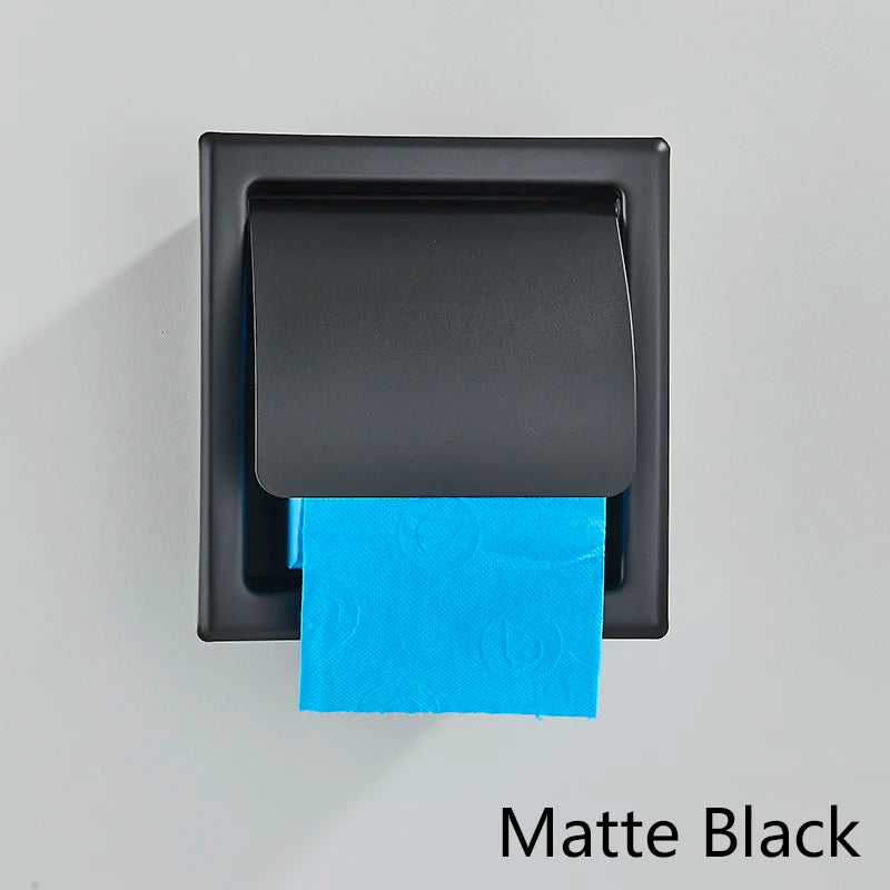 Bathroom Toilet Paper Holder 304 Stainless Steel Waterproof Roll Paper Box Black Tissue Box Holder Bathroom Hardware Accessories