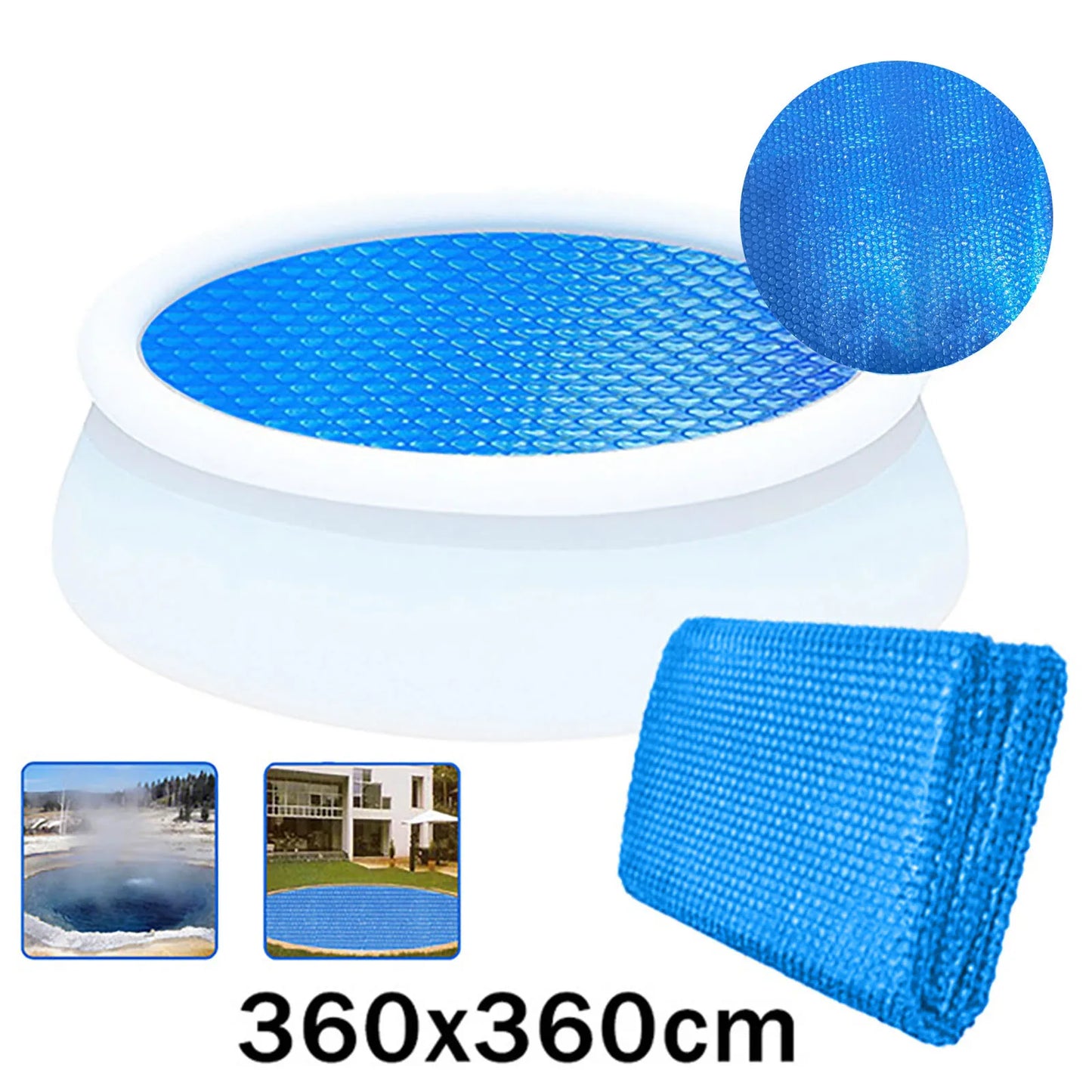 Above Ground Pool Solar Cover Heat Insulation Blanket Cover for Swimming Pool Protective Round Thermal Blanket with Heart-Shaped