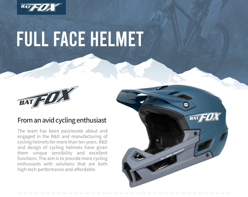 Full-Face Mountain Bike Helmet – Off-Road Certified Integrally molded helmet designed for cycling safety and comfort. Ideal for mountain biking and off-road riding adventures.