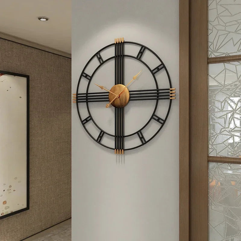 80cm Simple wall clock European style wrought iron  living room clocks creative fashion mute home modern decorative clock