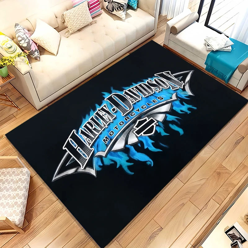 Retro H-Harleys Racing Moto Living Room Non-Slip Area Rug Soft Carpet for Bedroom Kids Playroom Sofa,Home Decor Doormat Gift