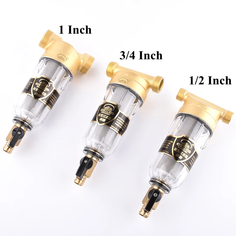 1/2" 3/4" 1" Domestic Water Stainless Steel Brass Pre-Filter House Central Water Purification Filter Home Water 40μm Filtration