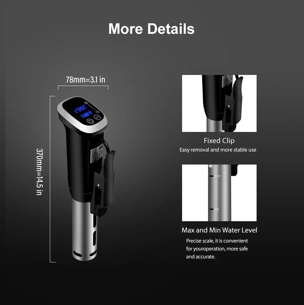 BioloMix 2.55 Generation IPX7 Waterproof Sous Vide Cooker with LED Digital Display for Precise Temperature Control