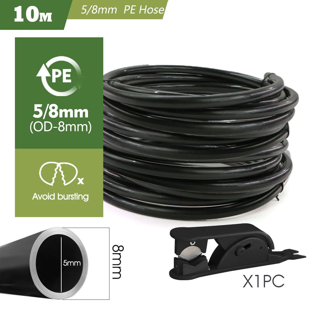 Black 8mm PE Hose 20cm Flexible Nozzle Misting Watering System 45/60/80/100W Self-priming Pump Adjustable Sprayer Kit for Garden