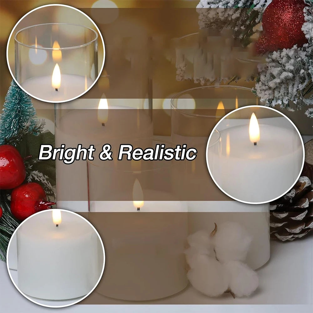 3PCS Flickering Flameless Candles with Remote Control and Timer Battery Operated LED Candles for Romantic Ambience Home Decor
