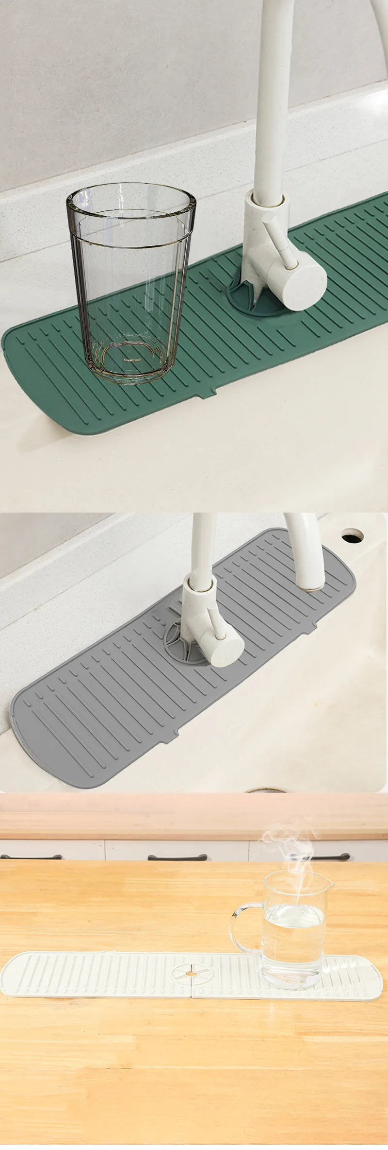 Silicone Faucet Drain Pad Kitchen Household Anti-Splash Non-Slip Faucet Pad Dry Foldable Washing Countertop Soap Non-Slip Pad