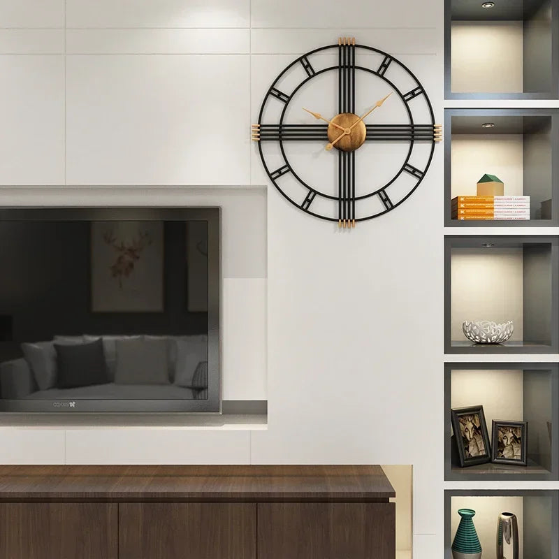 80cm Simple wall clock European style wrought iron  living room clocks creative fashion mute home modern decorative clock