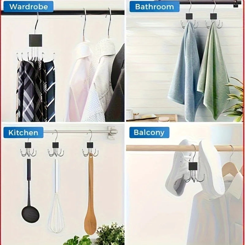 Rotating Wooden Metal Belt Hanger Multi-Functional Closet Organizer for Belts Bras Ties and Scarves with Stainless Steel Hooks