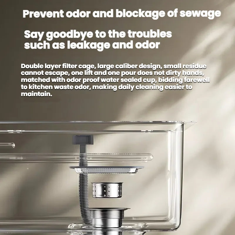 Large Single-basin Sink Drain Multifunctional Smart Kitchen Sink Nano-embossed Slag Collection Sink