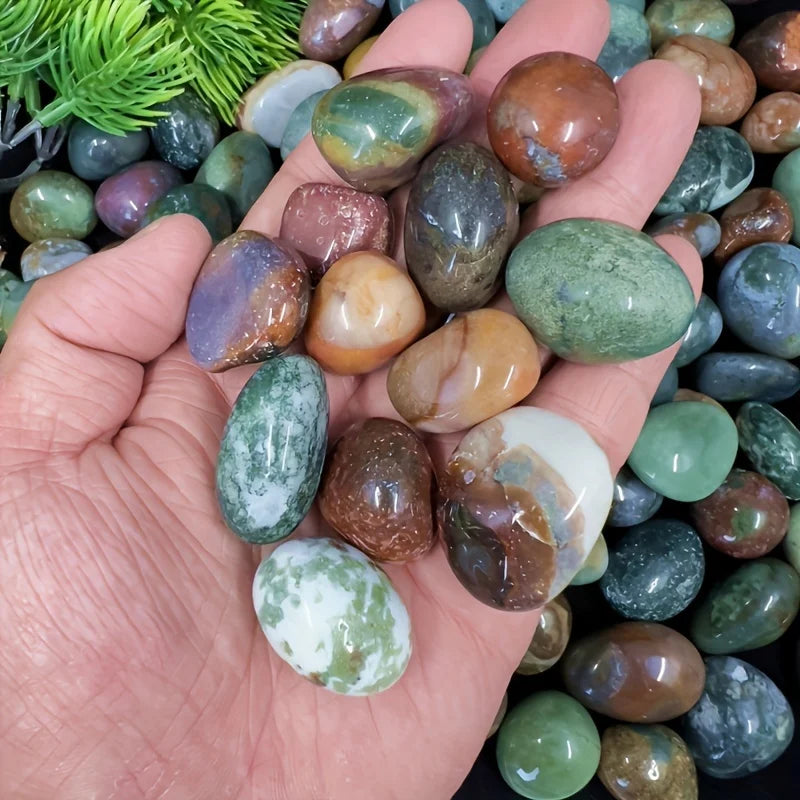 1.76oz Pure Natural Ocean Jasper Rolling Large Particle Flower Pot Fish Tank Decorative DIY Aromatherapy Diffuser Healer
