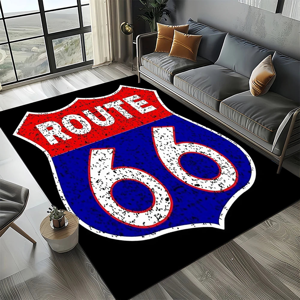 Retro America Historic Route 66,Mother Road,mãe EstradaCarpet Rug for Living Room Bedroom Home Sofa,Area Rug Non-slip Floor Mat